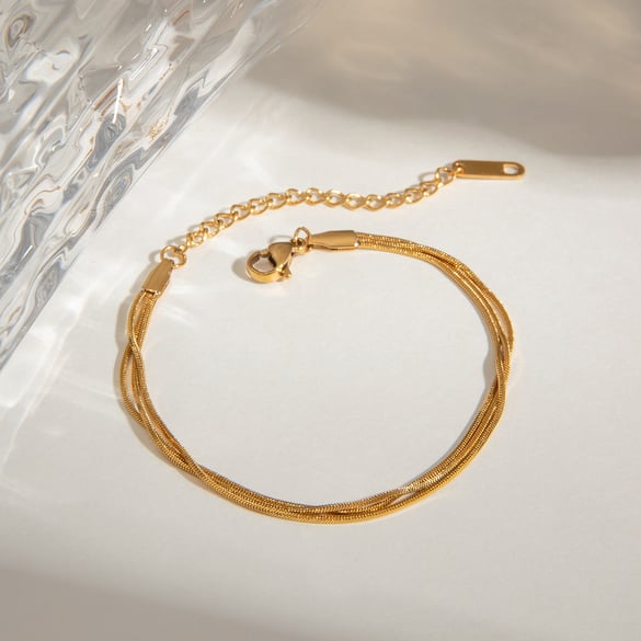 Pulsera de cadena de acero inoxidable color dorado para mujer, serie simple, estilo Ins, 1 pieza