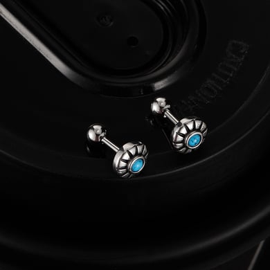 1 Pair Delicate Sun Pattern Stainless Steel Men's Stud Earrings h5 Picture5