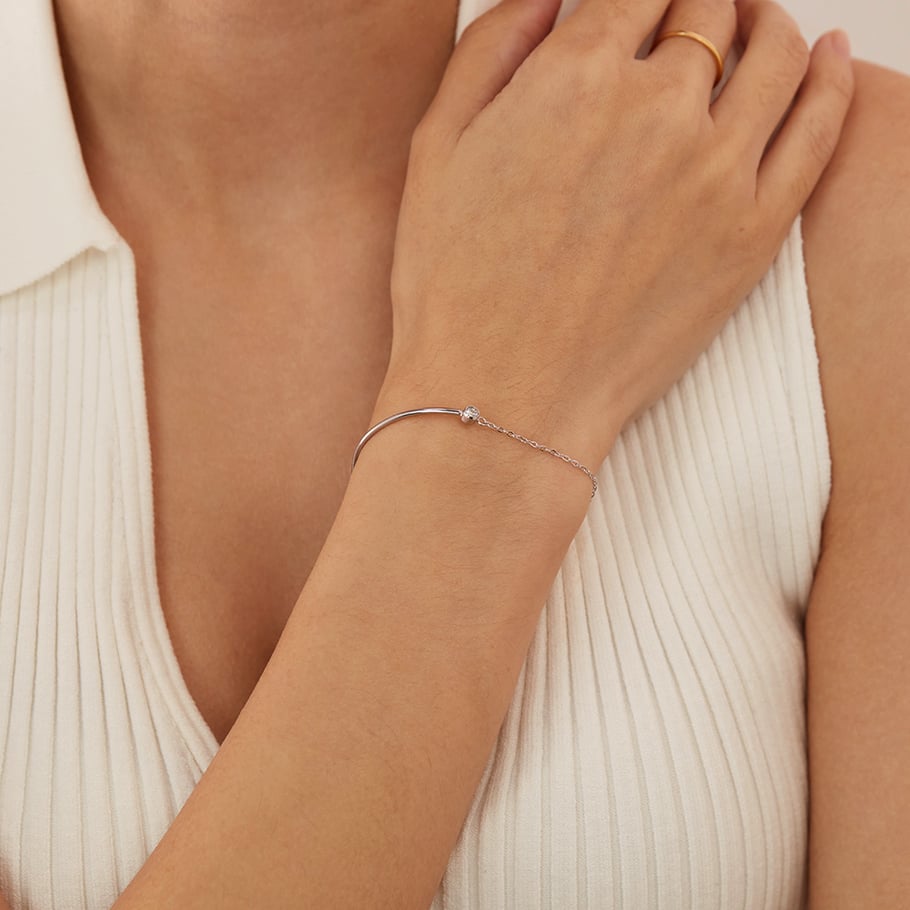 1 Stück Simple Series Tägliche geometrische Edelstahl-Kettenarmbänder für Damen Bild6