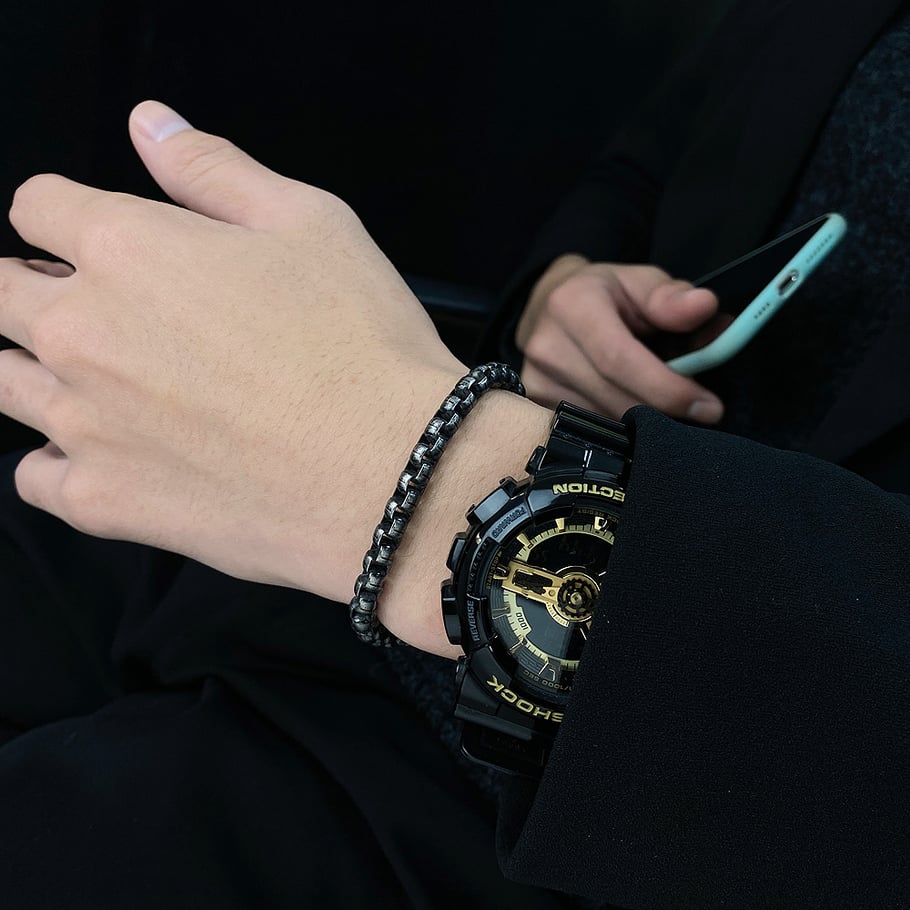 1 Piece Simple Annulus Stainless Steel Men's Chain Bracelets Picture5