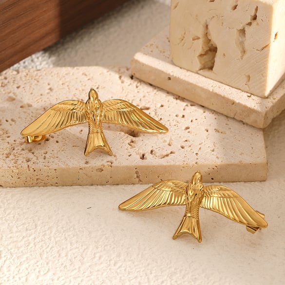 1 paire de boucles d&#39;oreilles à tige en acier inoxydable couleur or pour femme, style animal, série simple