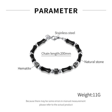 Hematite Patchwork Stainless Steel Men's Chain Bracelets h5 Picture4