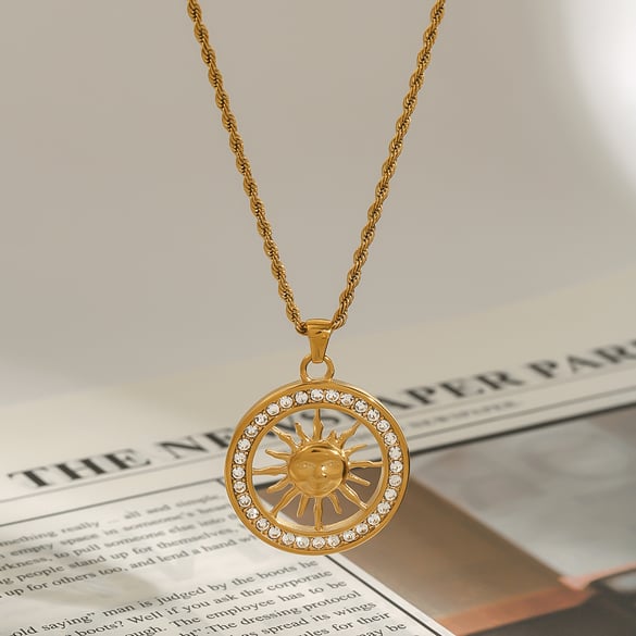 1 Stuk Luxe Serie Europa En Amerika Zon Roestvrij Staal Goudkleurige Dames Hanger Kettingen 2