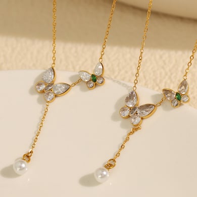 1 Piece Gorgeous Series Exquisite Butterfly Stainless Steel Gold Color Women's Pendant Necklaces h5 Picture3