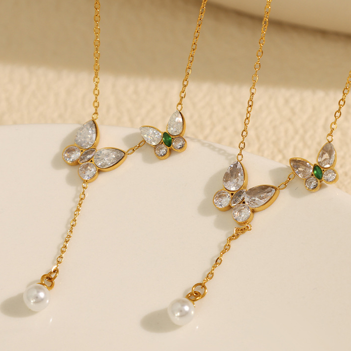 1 Piece Gorgeous Series Exquisite Butterfly Stainless Steel Gold Color Women's Pendant Necklaces Picture3