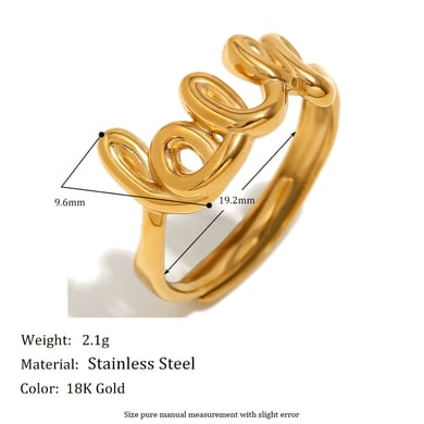1 Piece Romantic Series Classic Letter Stainless Steel   Gold Color  Women's Adjustable Rings h5 Picture8
