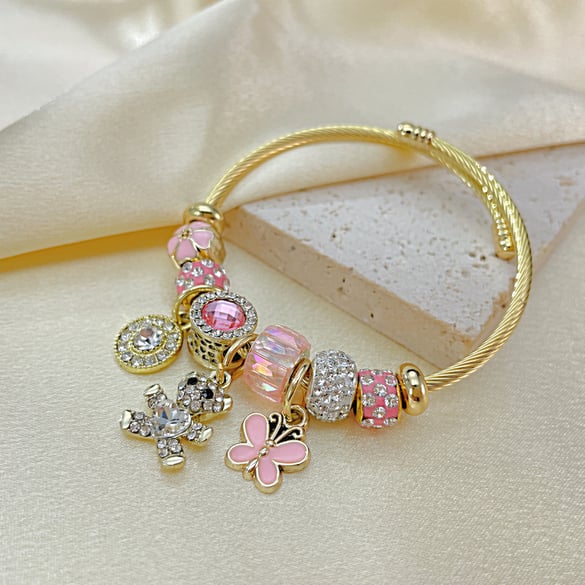 1 stuk eenvoudige serie schattige strikknoop roestvrijstalen damesarmbanden 2