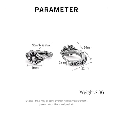 Daisy Stainless Steel Material Men's Stud Earrings h5 Picture3