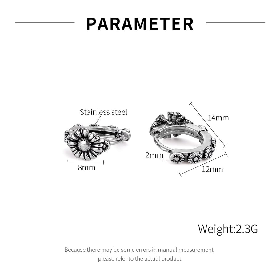 Daisy Stainless Steel Material Men's Stud Earrings Picture3