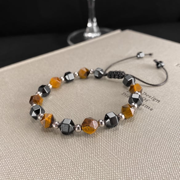 Tiger-eye Stone Hematite Stainless Steel Men's Beads Bracelets 2