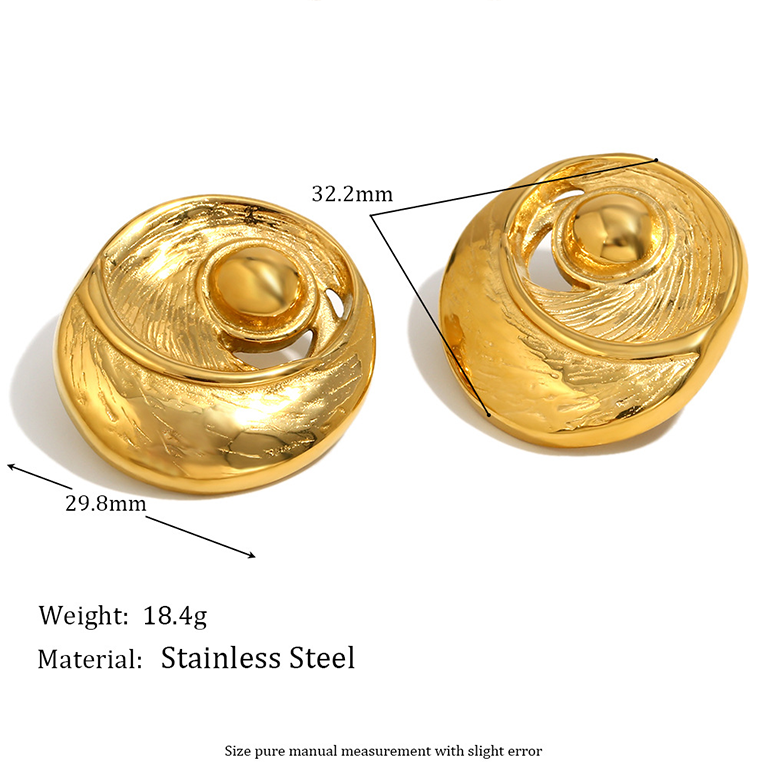1 Pair Classic Series Retro Geometric Stainless Steel   Gold Color  Women's Stud Earrings Picture9