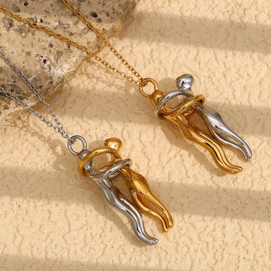 Collar con colgante de acero inoxidable dorado para mujer, serie romántica, figura clásica, 1 pieza Imagen8