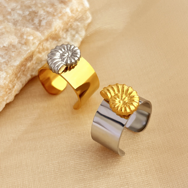 1 Stück Simple Series Niedliche Schildkröte Edelstahl Goldfarben Verstellbare Damenringe Bild3