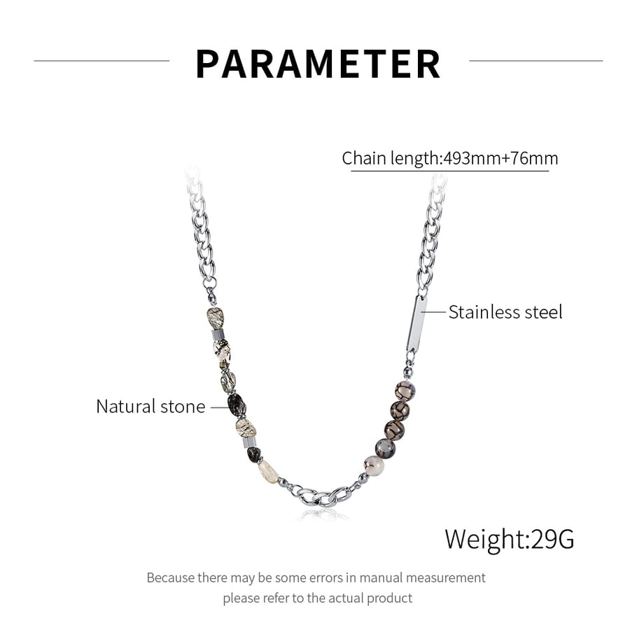 Elegant Patchwork Beads Stainless Steel Men's Chain Necklaces Picture7