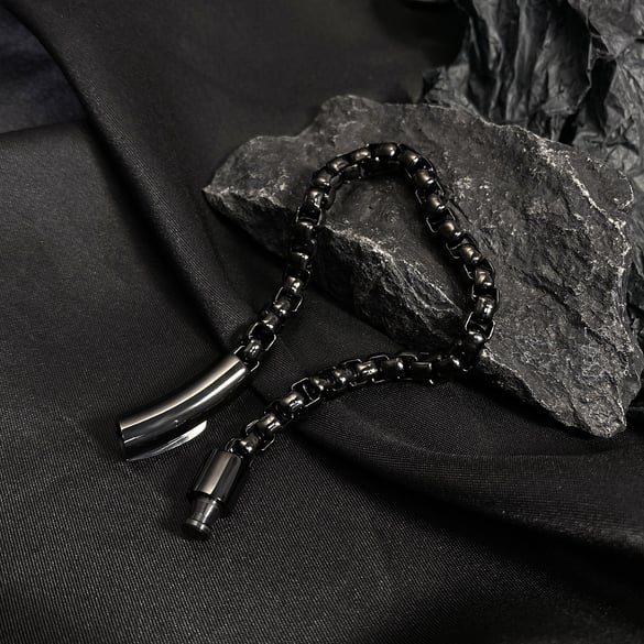 Braccialetti a catena da uomo in acciaio inossidabile con semplice anello, 1 pezzo 2