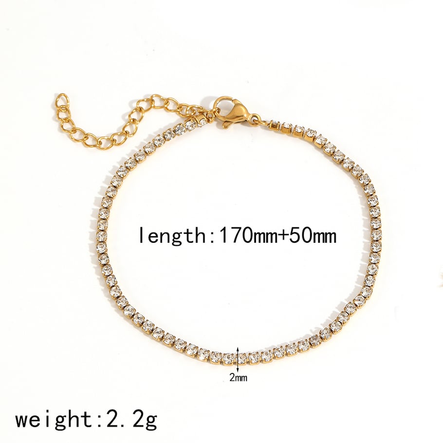 1 Piece Shining Series Exquisite Circle Stainless Steel Gold Color Zircon Women's Chain Bracelets Picture8