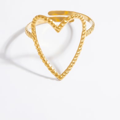 Anillos ajustables para mujer de acero inoxidable color dorado con diseño de corazón romántico de 1 pieza h5 Imagen11