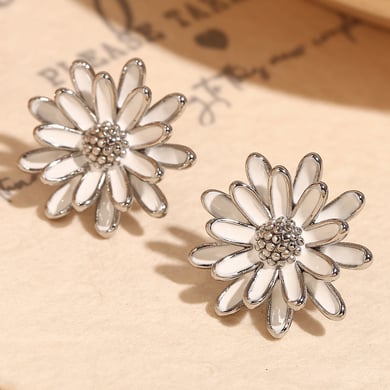 1 Pair Romantic Series Natural Flower Stainless Steel   Gold Color  Women's Stud Earrings h5 Picture7
