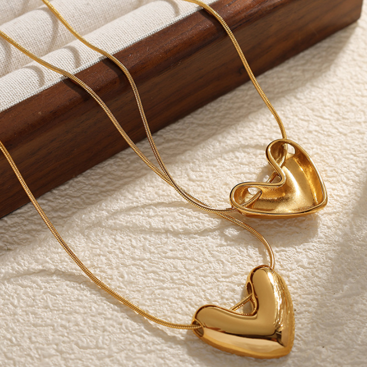 1 Piece Modern Series All-match Heart Shape Stainless Steel Gold Color Women's Pendant Necklaces Picture4
