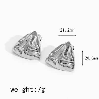 1 Pair Designable Series Retro Triangular Hammered Texture Stainless Steel Gold Color Women's Stud Earrings h5 Picture6