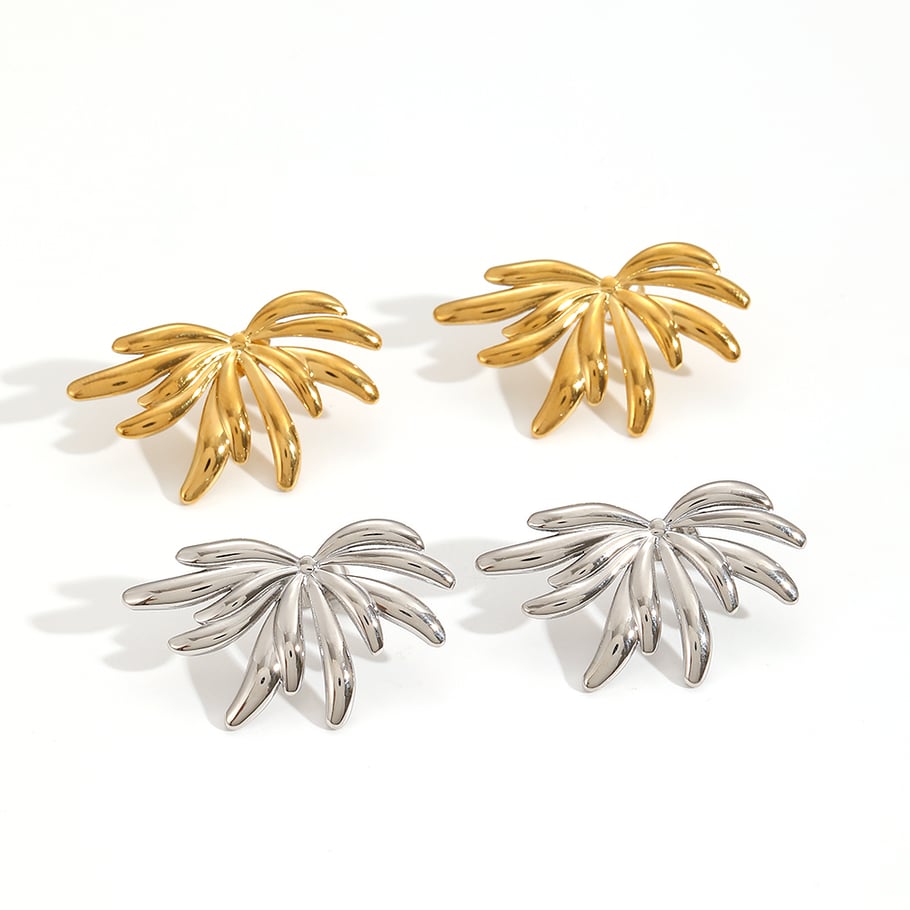 1 Pair Particular Series Modern Firework Stainless Steel Gold Color Women's Stud Earrings Picture4