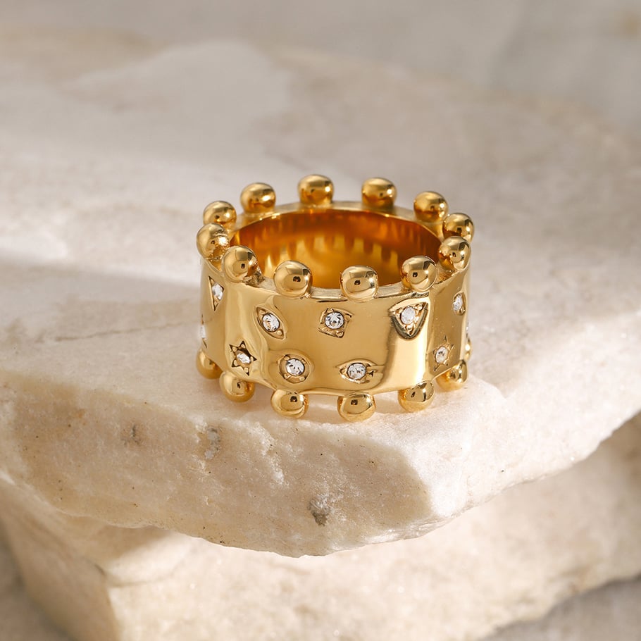 1 brazalete de acero inoxidable dorado con pentagrama retro de lujo para mujer. Imagen10