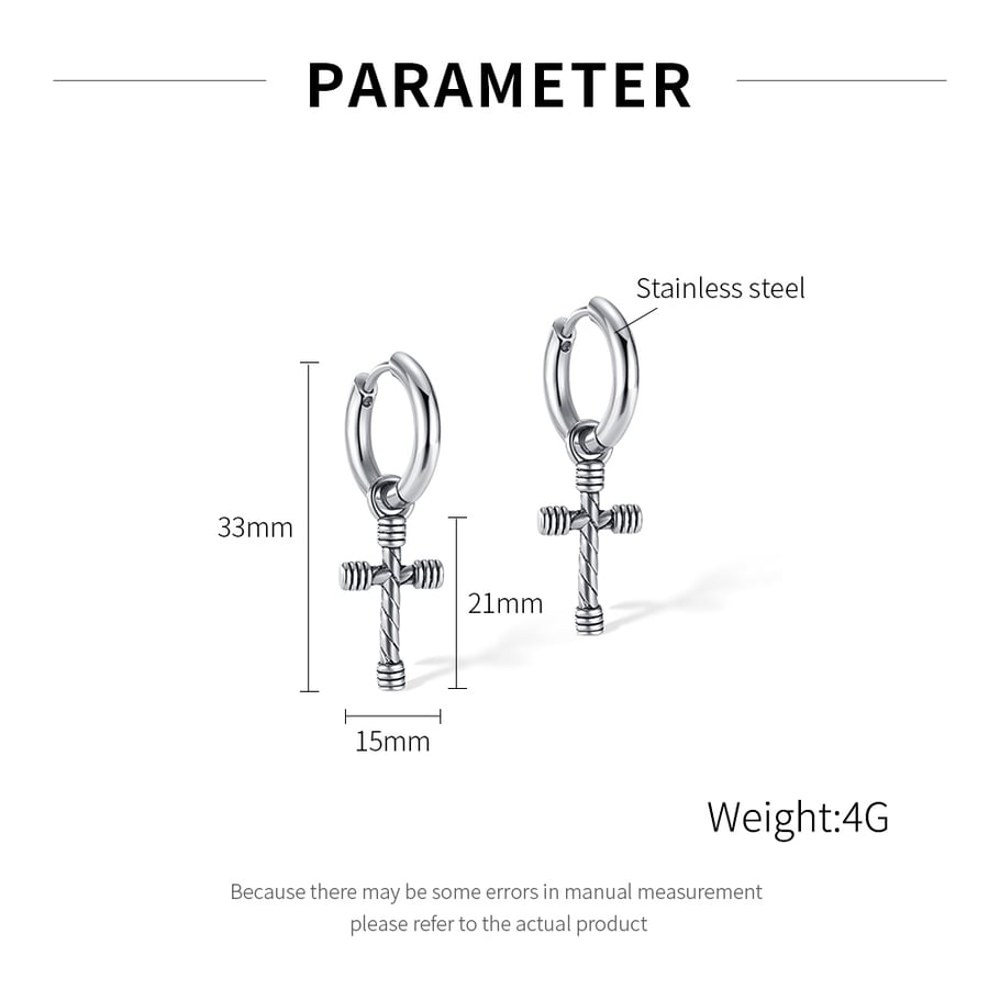 1 Pair Intricate Cross Stainless Steel Men's Stud Earrings h5Picture7