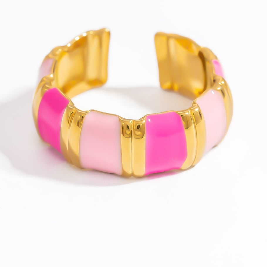 Anillos ajustables para mujer de acero inoxidable color dorado con diseño de corazón de vacaciones de la serie romántica de 1 pieza Imagen11