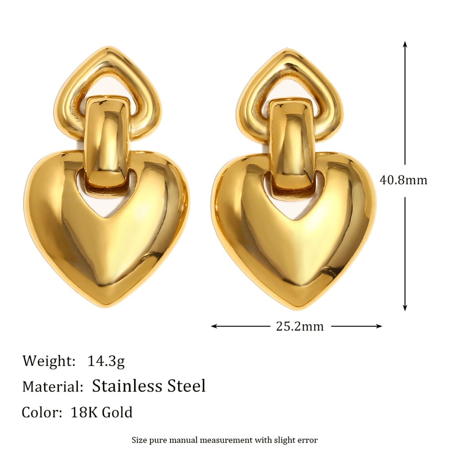 1 Pair Romantic Series Sweet Love/Heart Shape Stainless Steel   Gold Color  Women's Drop Earrings Picture9