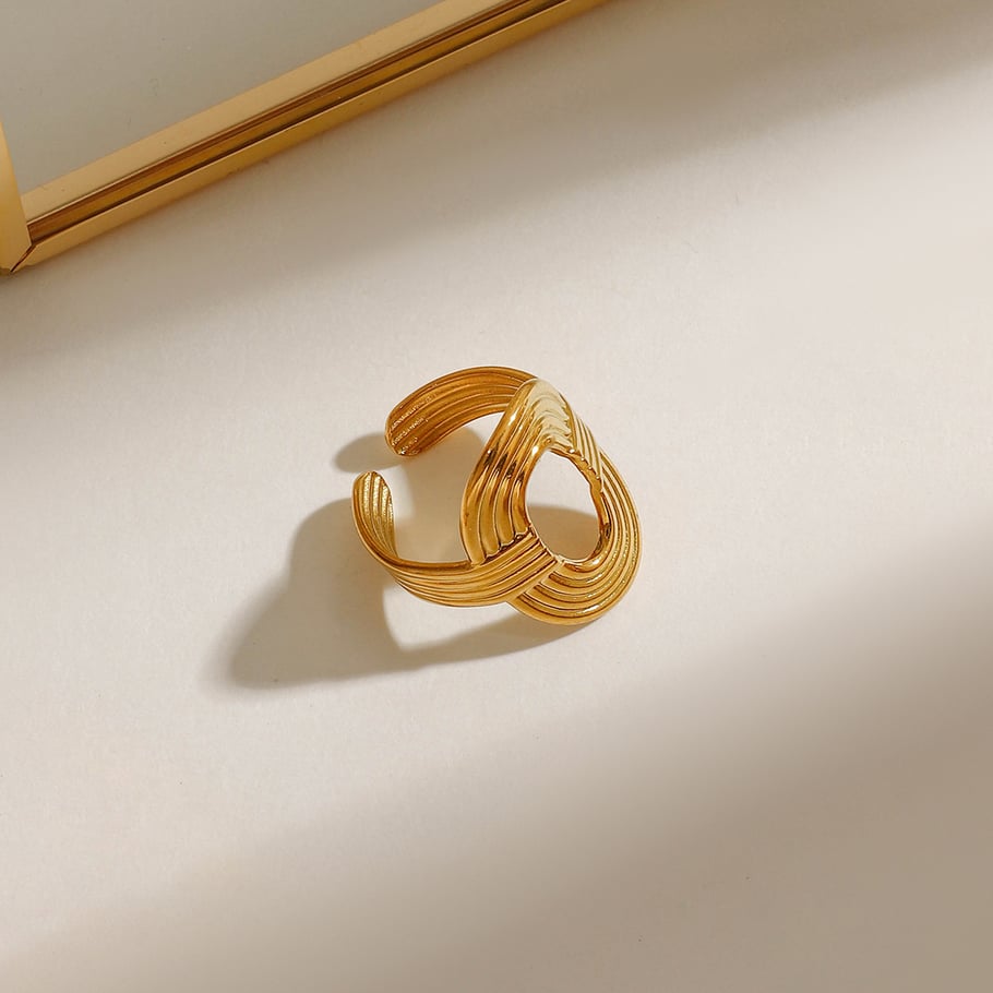 1 Stück Classic Series Klassische ovale Edelstahlringe in Goldfarbe für Damen h5Bild7