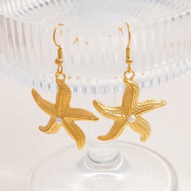 1 par de pendientes colgantes de acero inoxidable dorados con diseño de tortuga de vacaciones de la serie romántica para mujer h5 Imagen5