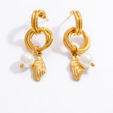 1 Pair Luxurious Series Charming Sea Horse Shape Stainless Steel Gold Color Women's Drop Earrings h5 Picture11