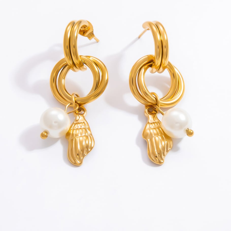1 Pair Luxurious Series Charming Sea Horse Shape Stainless Steel Gold Color Women's Drop Earrings Picture11