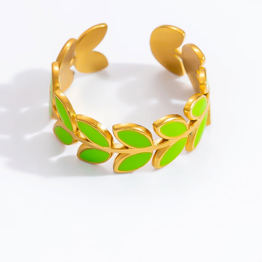 Anillos ajustables para mujer de acero inoxidable color dorado con diseño de planta natural, serie romántica, 1 pieza Imagen8