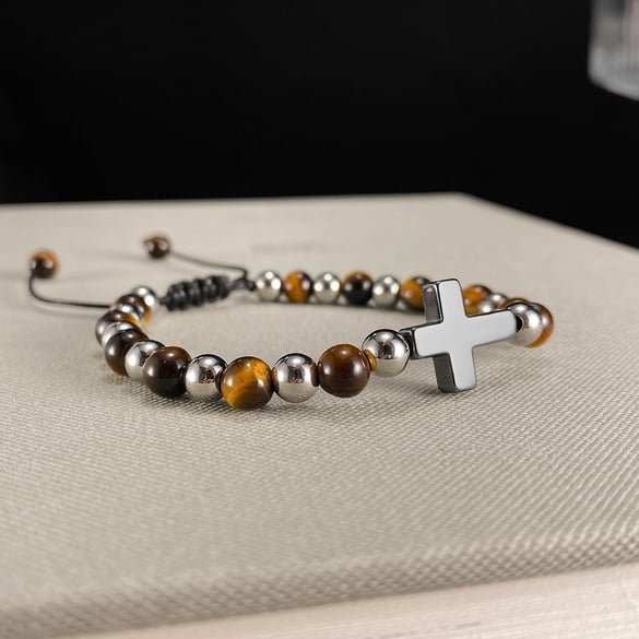Stylish Cross Stainless Steel Men's Beaded Bracelets