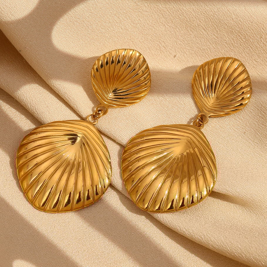 1 Pair Luxurious Series Natural Turtle Stainless Steel   Gold Color  Women's Drop Earrings Picture7