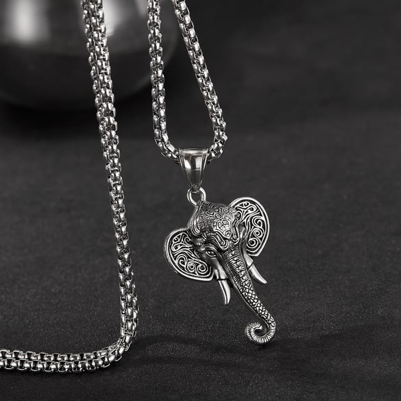 1 pezzo di collana con ciondolo a forma di elefante in acciaio inossidabile da uomo 2
