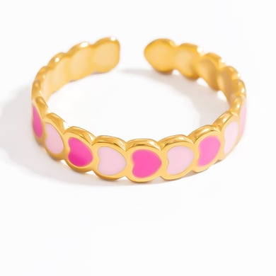 Anillos ajustables para mujer de acero inoxidable color dorado con diseño de corazón de vacaciones de la serie romántica de 1 pieza h5 Imagen11
