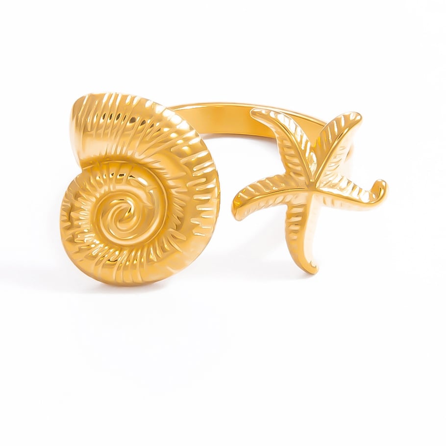 1 Piece Luxurious Series Elegant Eye Shape Nature Stone Stainless Steel Gold Color Women's Adjustable Rings h5Picture10