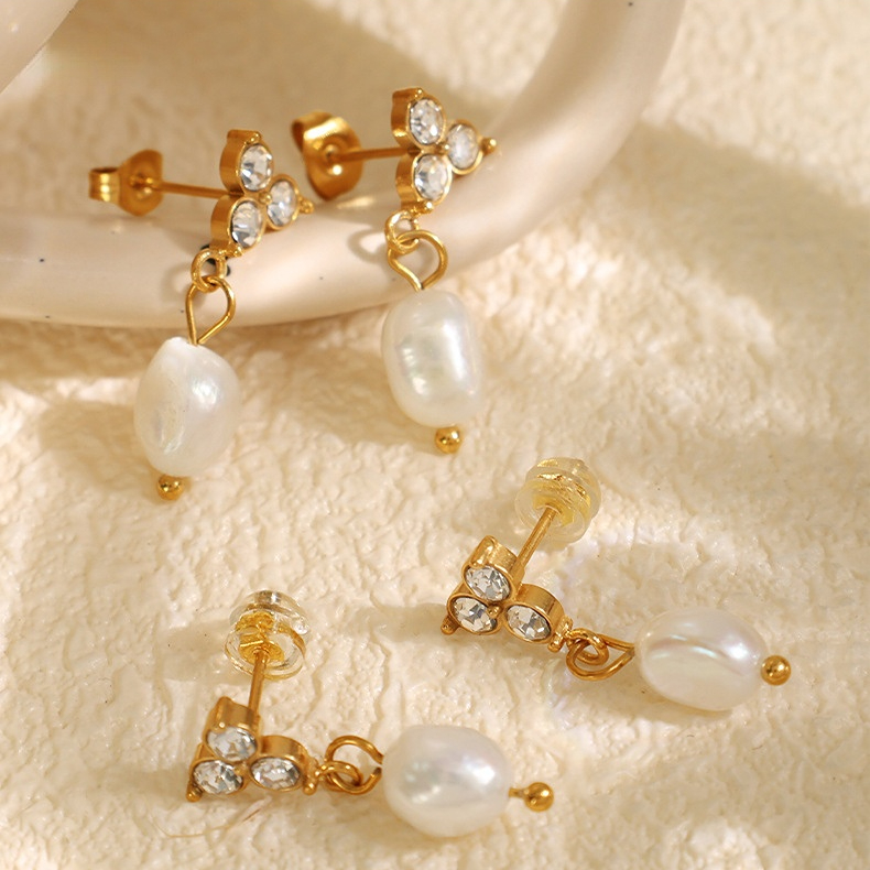 1 Pair Classic Series Retro Droplet Stainless Steel Gold Color Women's Drop Earrings Picture4