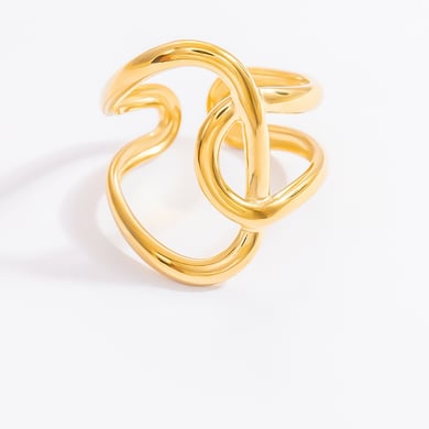 Anillo ajustable para mujer de acero inoxidable dorado con diseño clásico de serie simple de 1 pieza h5 Imagen12