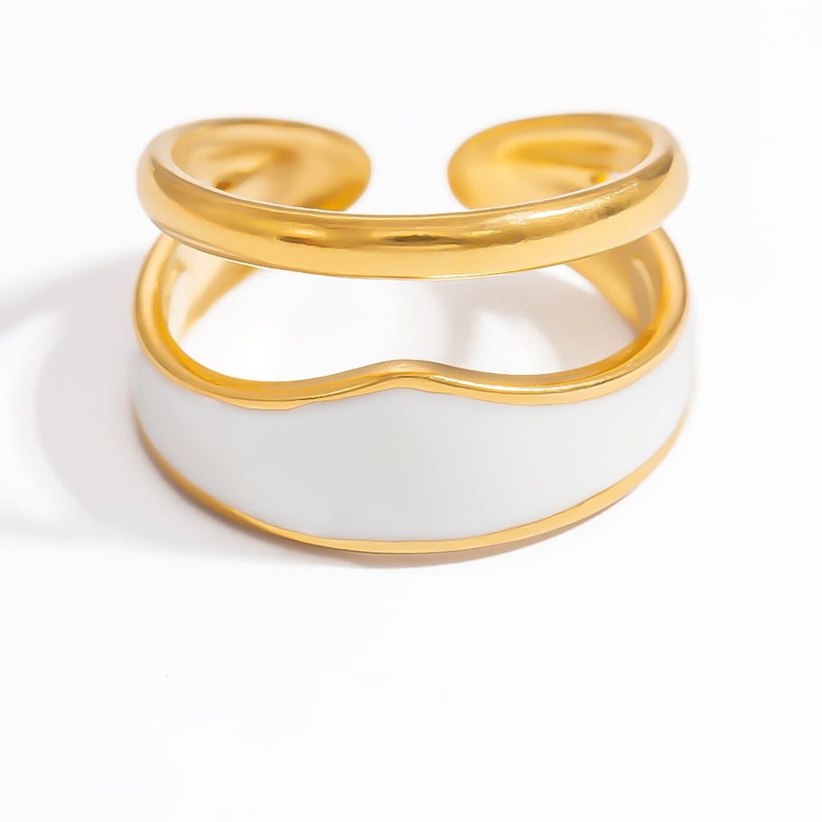 Anillos ajustables para mujer de acero inoxidable color dorado con diseño de corazón de vacaciones de la serie romántica de 1 pieza Imagen12