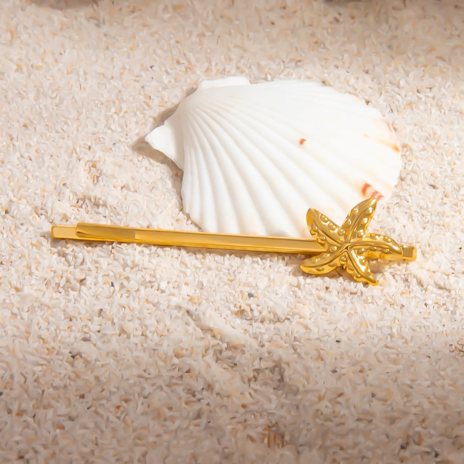 1 Piece Gorgeous Series All-match Vacation Conch Stainless Steel Gold Color Women's Hair Clips Picture5