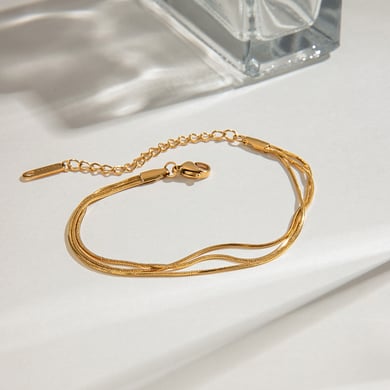 1 Piece Elegant Series Delicate Line Stainless Steel Gold Color Women's Chain Bracelets h5 Picture6