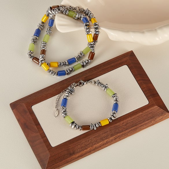 Colorful Cylinder Stainless Steel Men's Beaded Bracelets 2