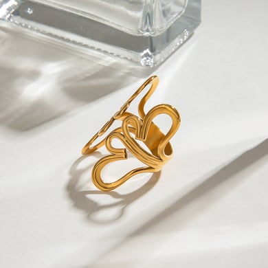 1 Stück Romantische Serie Natürliche Blume Edelstahl Gold Farbe Damen Einzelringe h5 Bild5