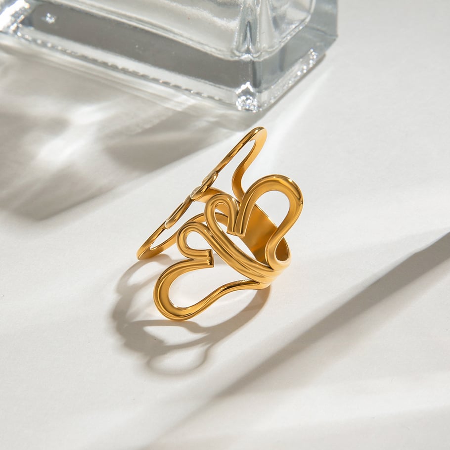 1 Stück Romantische Serie Natürliche Blume Edelstahl Gold Farbe Damen Einzelringe Bild5