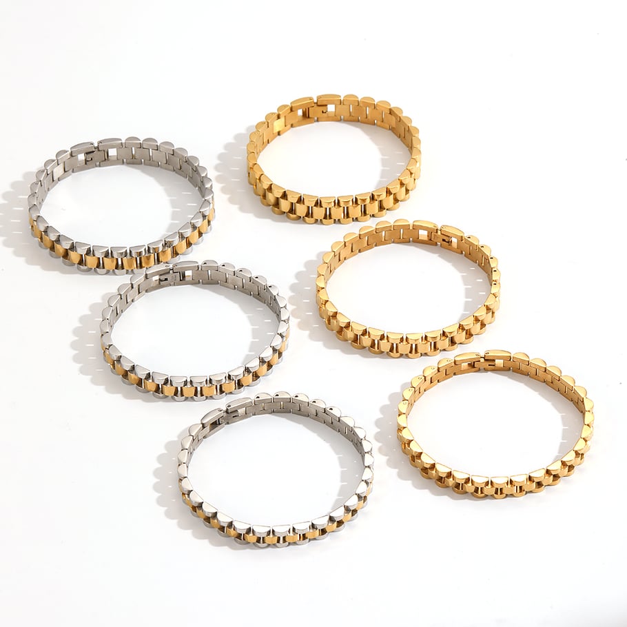 1 Piece Minimalist Series Chain Watchband Stainless Steel Gold Color Unisex Chain Bracelets Picture5