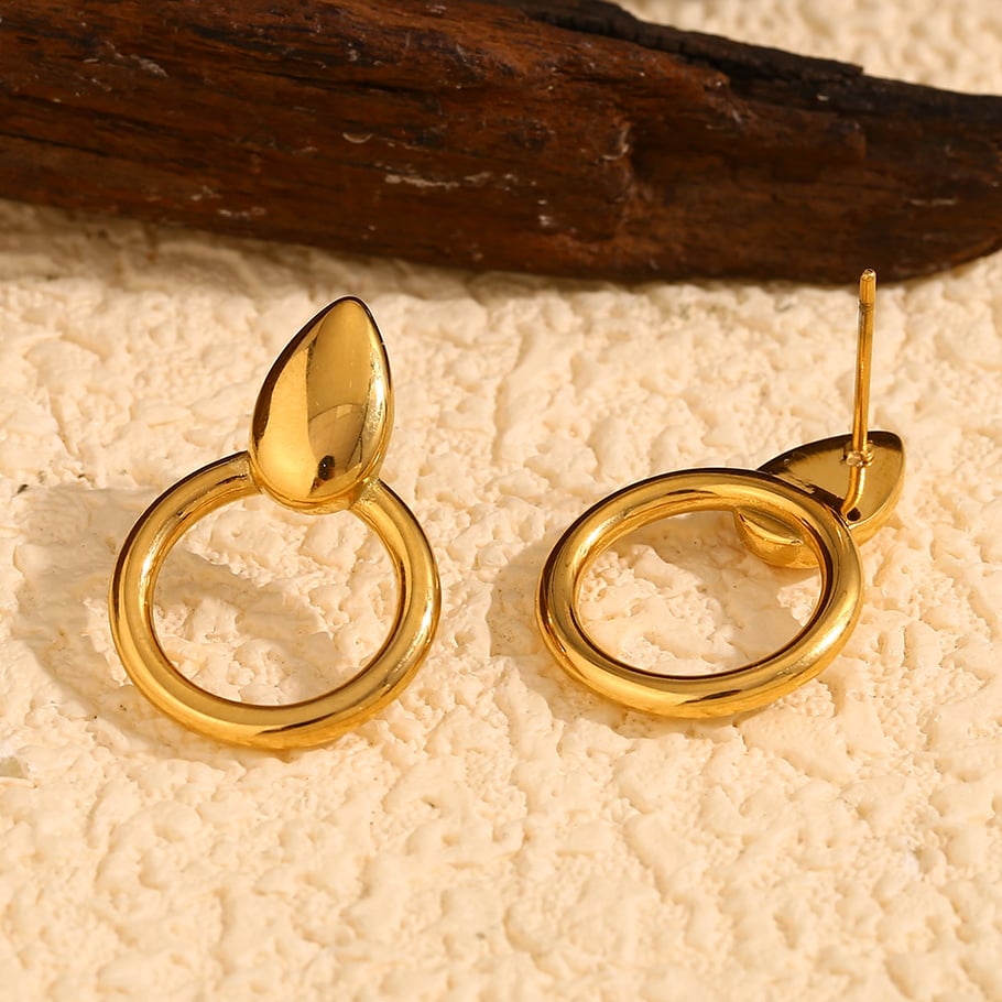 1 Pair Simple Series Classic Geometric Stainless Steel   Gold Color  Women's Drop Earrings Picture8