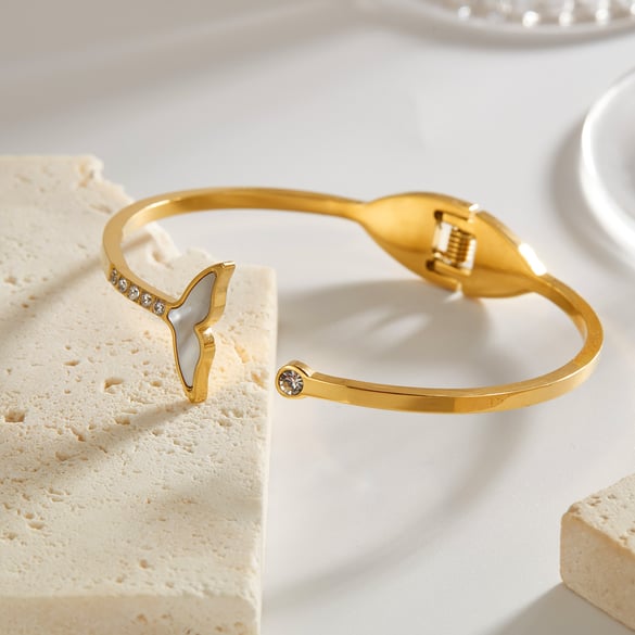 1 Piece Designable Series Simple Fishtail Stainless Steel Gold Color Women's Bangles 2